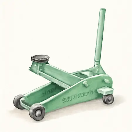 Water color illustrative image of a generic 4 ton Professional Floor Jack with RAPID PUMP, Green