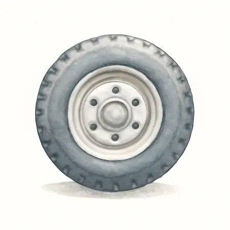 Water color illustrative image of a generic 5.30-12 in. Tire with 5 Lug Rim Load C
