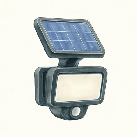 Water color illustrative image of a generic 500 Lumen LED Solar Security Light - Black