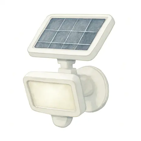 Water color illustrative image of a generic 500 Lumen LED Solar Security Light - White