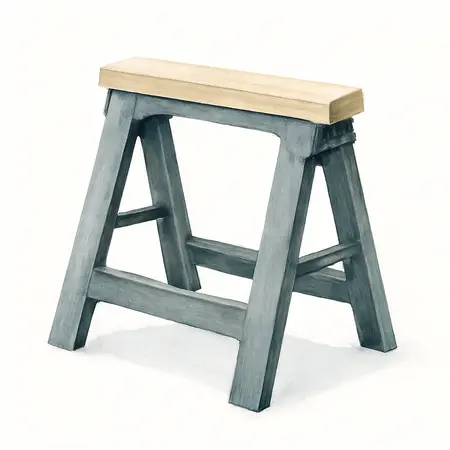 Water color illustrative image of a generic 32 in. Polypropylene Folding Sawhorse, 500 lb. Capacity