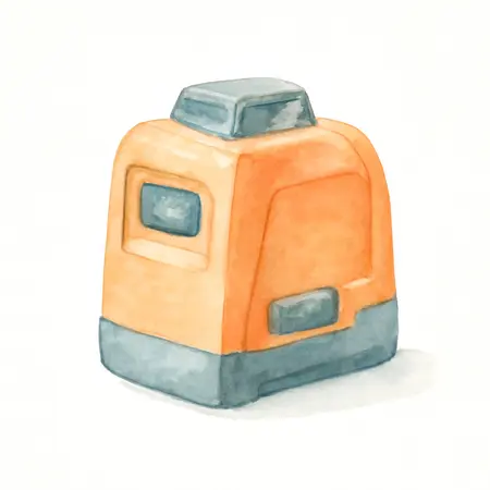 Water color illustrative image of a generic 50 ft. Self-Leveling 360° Horizontal Cross Line Laser Level