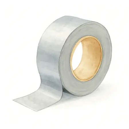 Water color illustrative image of a generic 50 Yds. x 1.88 in. Cloth-Back Silver Duct Tape