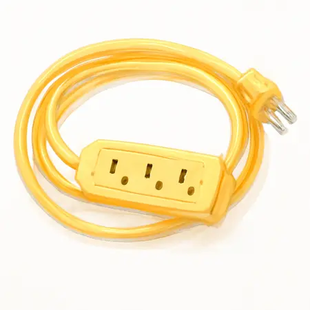 Water color illustrative image of a generic 50 ft. x 10/3 Gauge Triple Tap Extension Cord, Yellow
