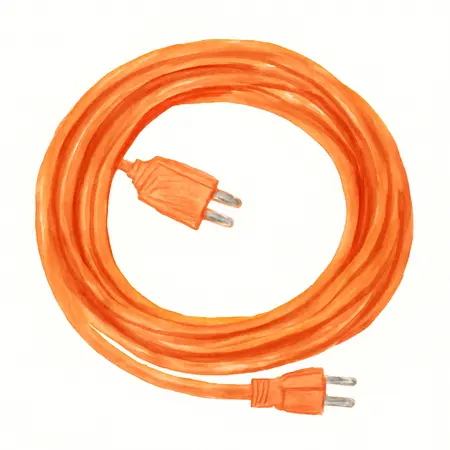 Water color illustrative image of a generic 50 ft. x 12/3 Gauge Outdoor Extension Cord, Orange