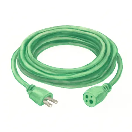 Water color illustrative image of a generic 50 ft. x 14/3 Gauge Outdoor Extension Cord, Green