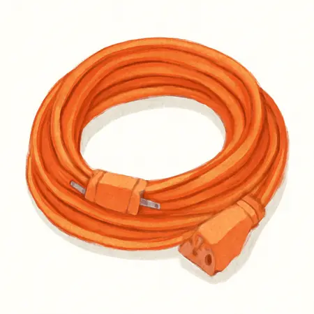 Water color illustrative image of a generic 50 ft. x 16/3 Gauge Indoor/Outdoor Extension Cord, Orange