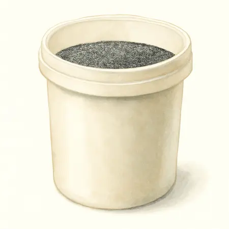 Water color illustrative image of a generic 50 lb. Black Aluminum Oxide 70 Grit Abrasive Media