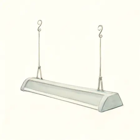 Water color illustrative image of a generic 5500 Lumen, 4 ft. Linkable LED Hanging Shop Light