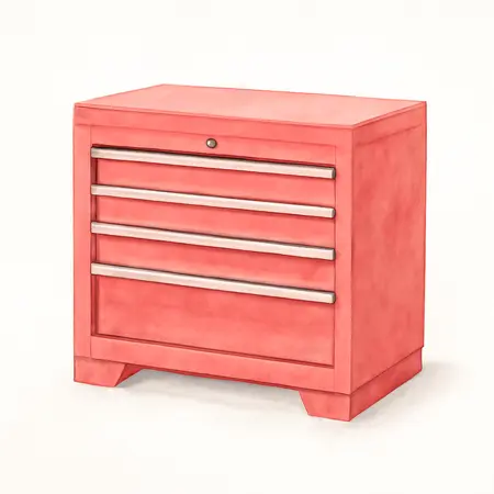 Water color illustrative image of a generic 56 in. Professional Top Chest, Red