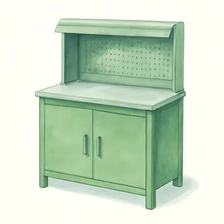 Water color illustrative image of a generic 56 in. Professional Work Center Hutch, Green