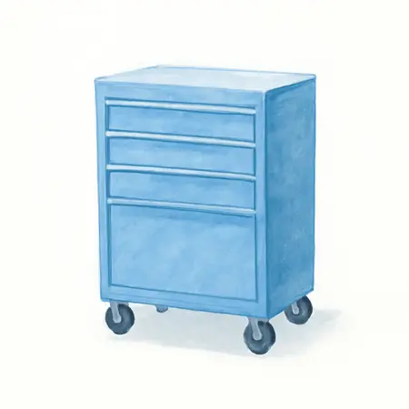 Water color illustrative image of a generic U.S. GENERAL 56 in. Roller Cabinet, Blue