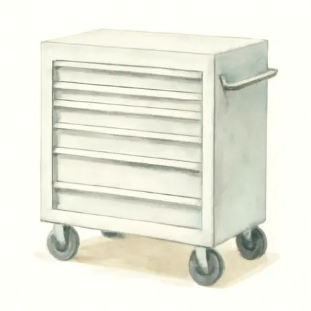 Water color illustrative image of a generic U.S. GENERAL 56 in. Roller Cabinet, White