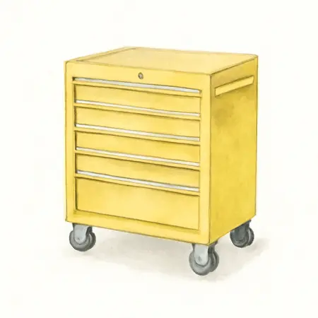 Water color illustrative image of a generic U.S. GENERAL 56 in. Roller Cabinet, Yellow