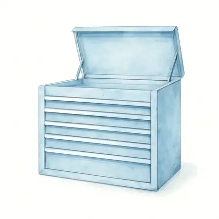 Water color illustrative image of a generic 56 in. x 22 in. Top Chest, Series 3, Blue