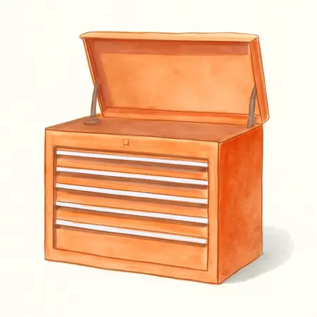 Water color illustrative image of a generic 56 in. x 22 in. Top Chest, Series 3, Orange