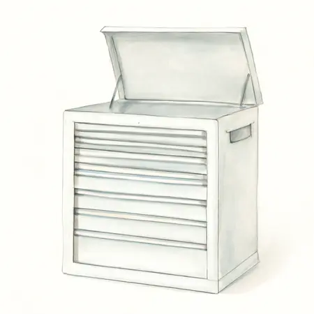 Water color illustrative image of a generic 56 in. x 22 in. Top Chest, Series 3, White
