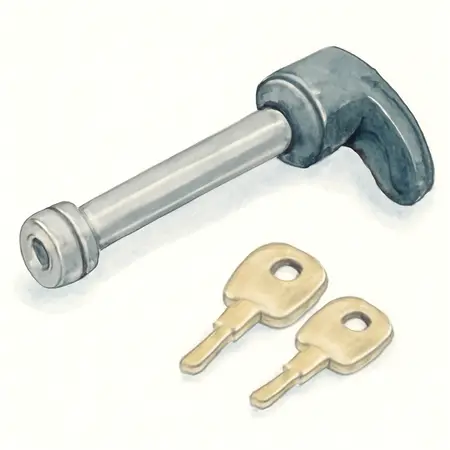 Water color illustrative image of a generic 5/8 in. Rotating Locking Hitch Pin with 2 Keys