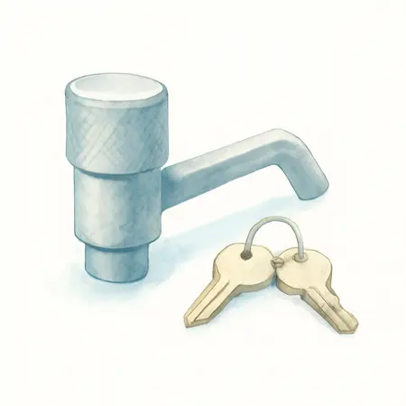 Water color illustrative image of a generic 5/8 in. Trailer Coupler Pin Lock with 2 Keys