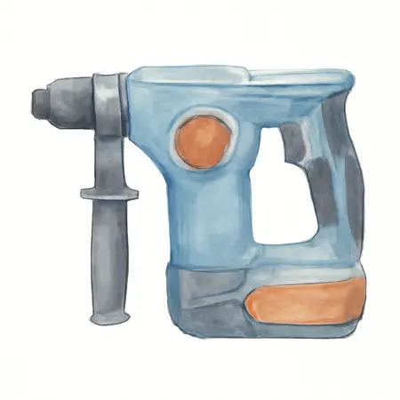 Water color illustrative image of a generic 20V Brushless Cordless L-Shape 1-1/8 in. SDS-PLUS Type Rotary Hammer - Tool Only