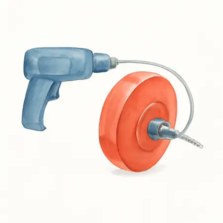 Water color illustrative image of a generic 25 ft. Drill-Powered Drain Auger