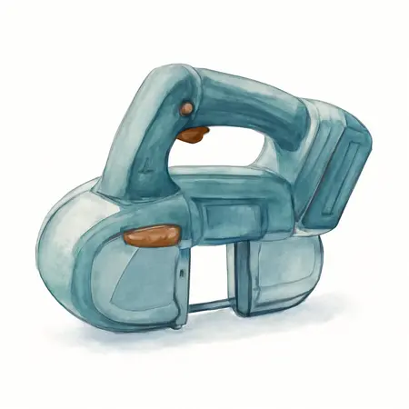 Water color illustrative image of a generic 20V Brushless Cordless Variable-Speed Compact Band Saw - Tool Only