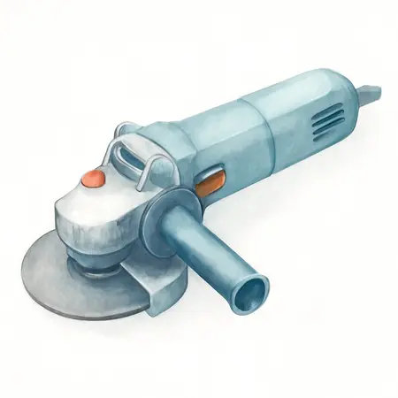 Water color illustrative image of a generic 5 Amp 4-1/2 in. Slide switch Angle Grinder