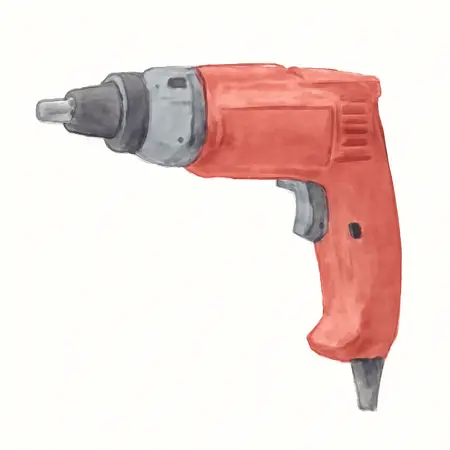 Water color illustrative image of a generic 5 Amp Drywall Variable Speed Reversible Screwdriver