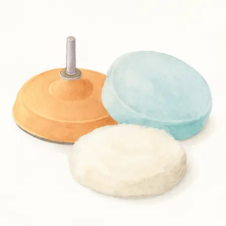 Water color illustrative image of a generic 5 In. Polishing, 6 In. Buffing Kit with 1/4 in. Shank, 3 Piece