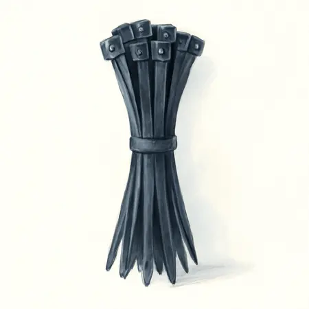 Water color illustrative image of a generic 5 in. Black Cable Ties 100 Pk.