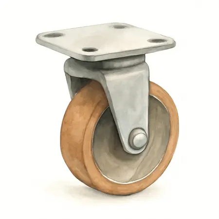 Water color illustrative image of a generic 5 in. Polyurethane Rigid Caster