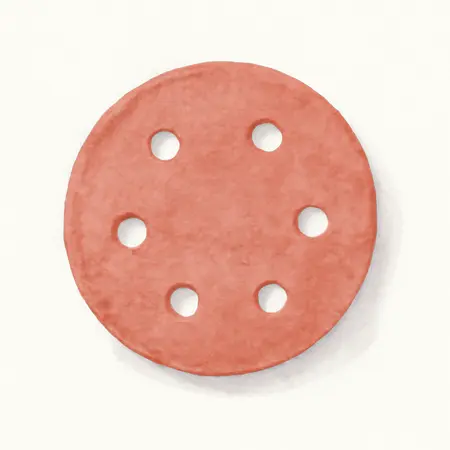 Water color illustrative image of a generic 5 in., 120 Grit Hook and Loop Universal Pattern Sanding Disc with Ceramic Alumina Grain, 5 Pack