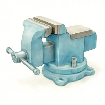 Water color illustrative image of a generic 5 in. Swivel Vise with Anvil