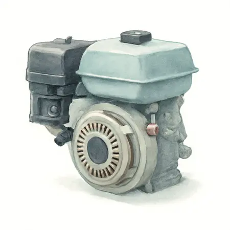 Water color illustrative image of a generic 6.5 HP (212cc) OHV Horizontal Shaft Gas Engine, EPA/CARB
