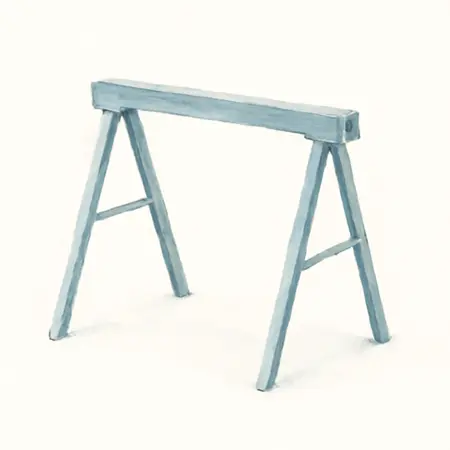 Water color illustrative image of a generic 29 in.  Steel Folding Sawhorse, 600 lb. Capacity