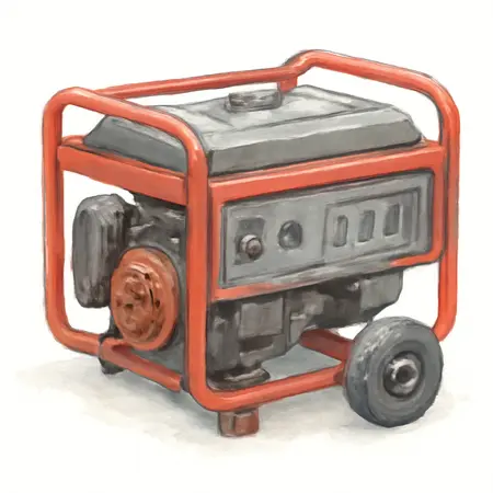 Water color illustrative image of a generic 6500 Watt Gas Powered Portable Generator with CO SECURE™  Technology, CARB