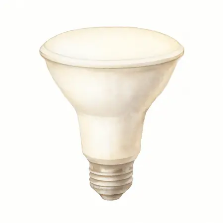 Water color illustrative image of a generic 65 Watt Equivalent Dimmable Indoor LED Flood Light Bulb, 2 Pk.