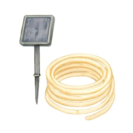Water color illustrative image of a generic 66 ft. Warm White Solar Rope Light