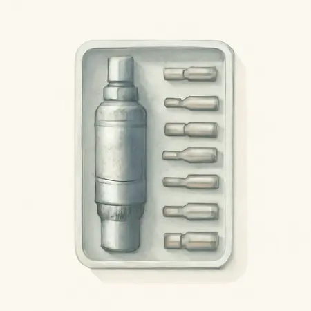 Water color illustrative image of a generic 6 Bit Impact Screwdriver Set With Case