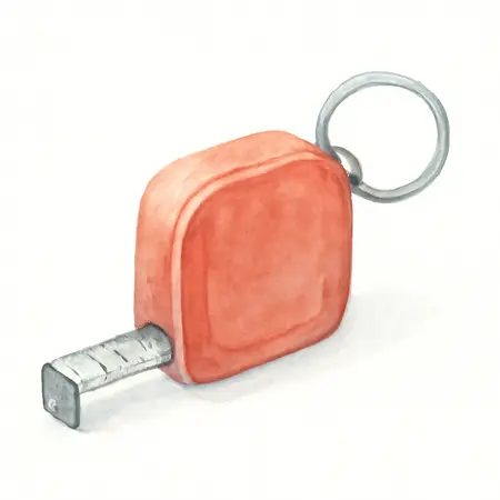 Water color illustrative image of a generic 6 Ft. Keychain Tape Measure