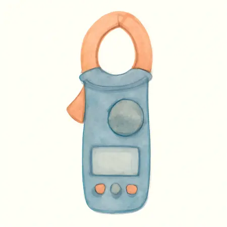 Water color illustrative image of a generic 6 Function Mini Clamp Meter