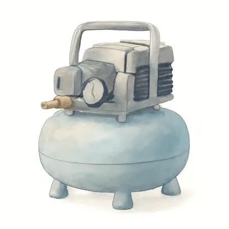 Water color illustrative image of a generic 6 Gallon Ultra Quiet Air Compressor