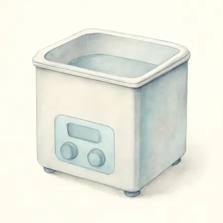 Water color illustrative image of a generic 6 Liter Ultrasonic Parts Cleaner