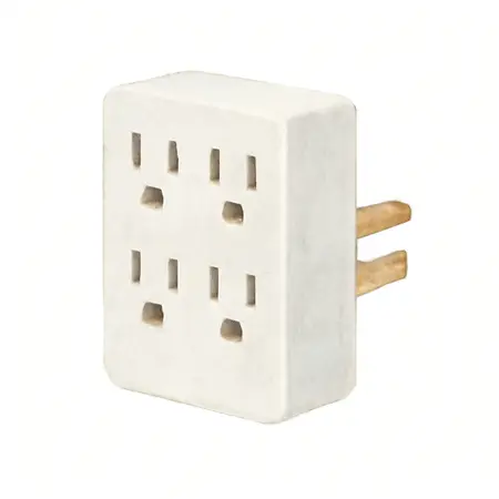 Water color illustrative image of a generic 6 Outlet, 3-Prong Side Entry Tap, White