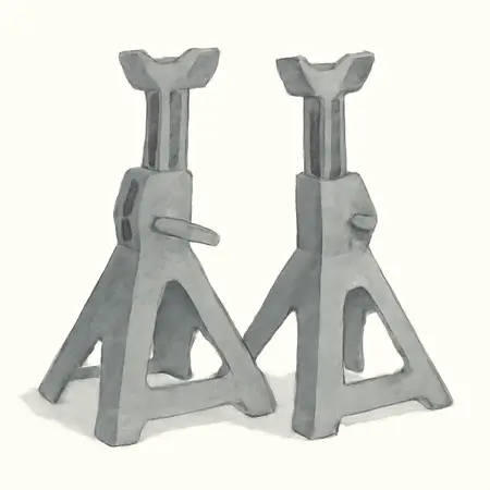 Water color illustrative image of a generic 6 Ton Heavy Duty Ratcheting Jack Stands, Slate Gray