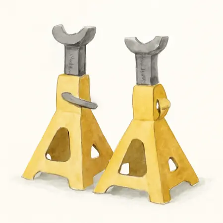 Water color illustrative image of a generic 6 Ton Heavy Duty Ratcheting Jack Stands, Yellow