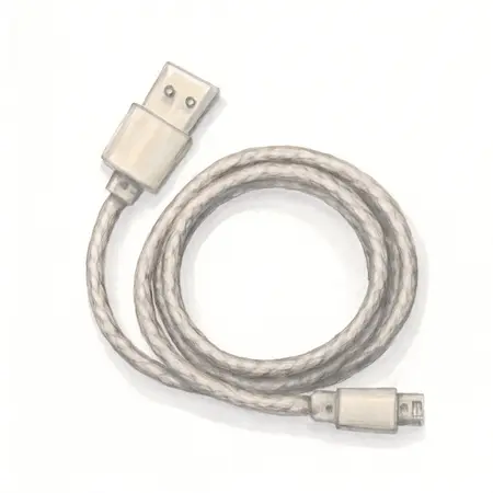 Water color illustrative image of a generic 6 ft. USB to Micro USB Braided Charging Cable