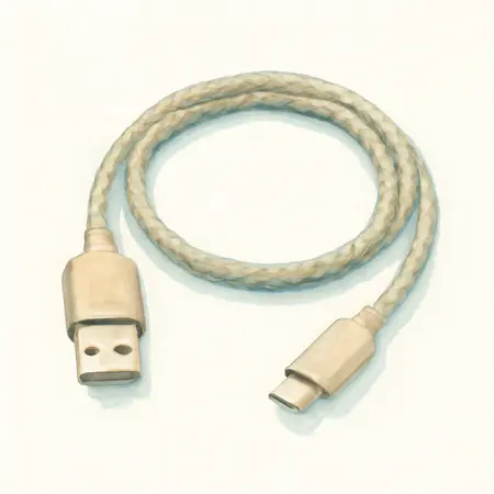 Water color illustrative image of a generic 6 ft. USB to USB-C Braided Charging Cable