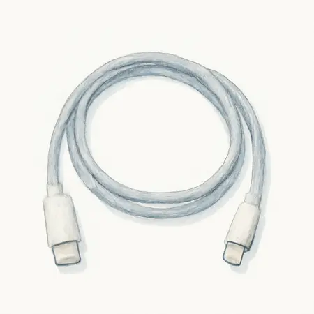 Water color illustrative image of a generic 6 ft. USB-C Pro to Lightning Charging Cable