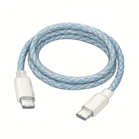 Water color illustrative image of a generic 6 ft. USB-C to USB-C Quick-Charging Braided Cable